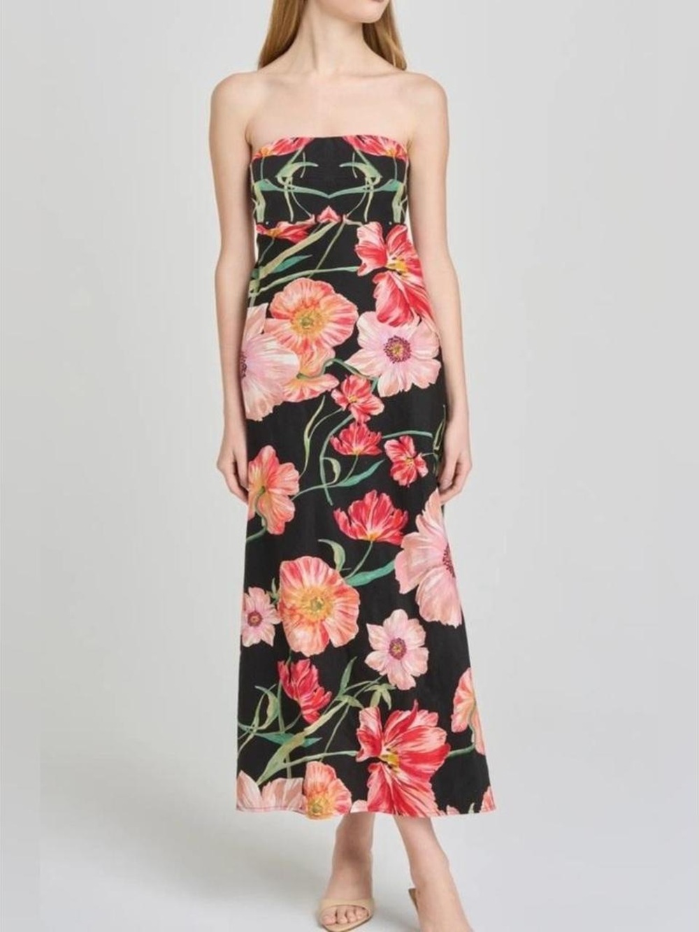 Wayf hibiscus black dress